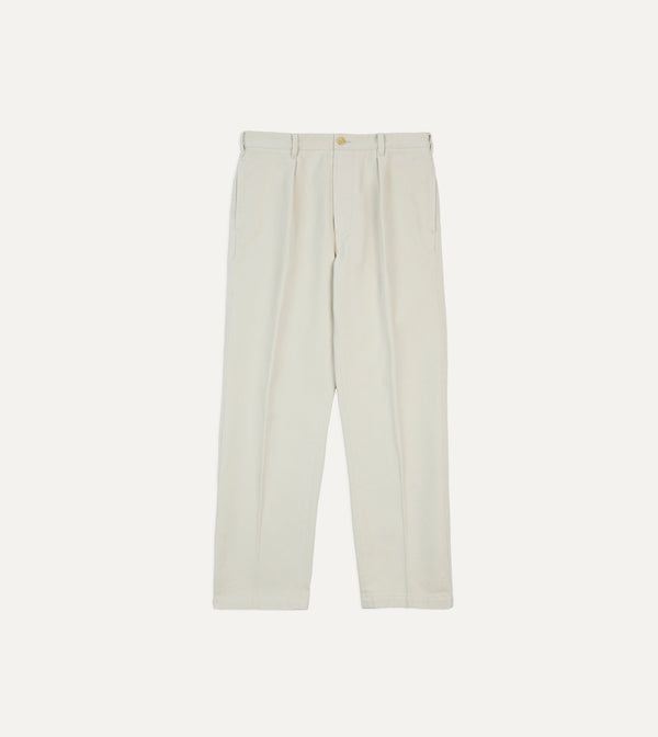 Drake's Ecru Heavy Cotton Twill Games Trousers