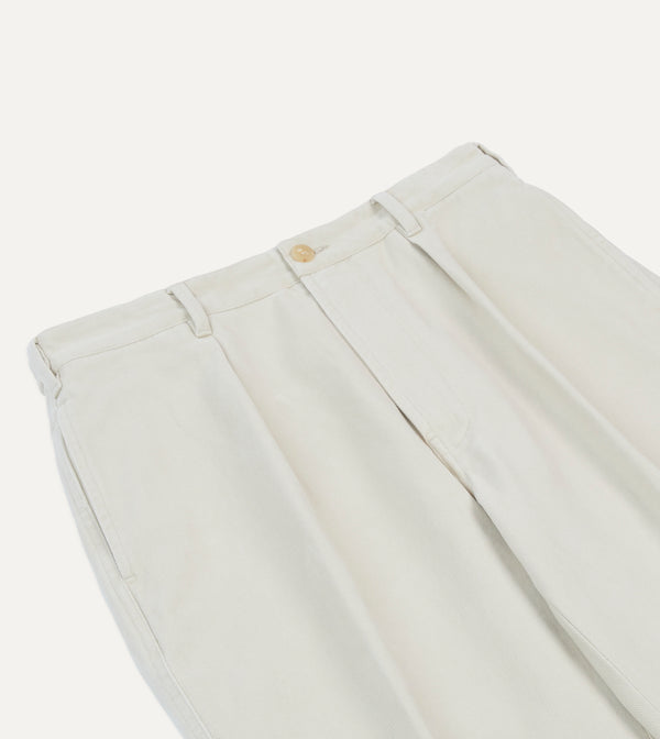 Drake's Ecru Heavy Cotton Twill Games Trousers