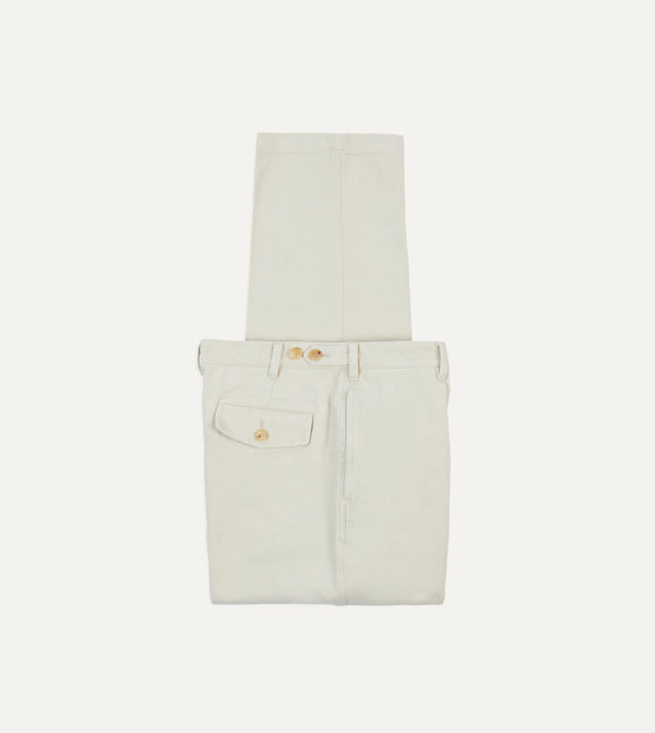 drake's Ecru Heavy Cotton Twill Games Trousers