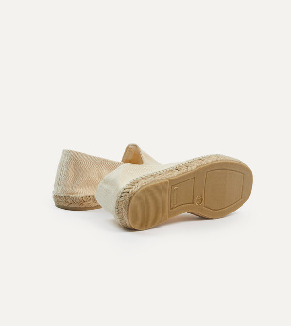 Drake's Ecru Herringbone Cotton Espadrilles