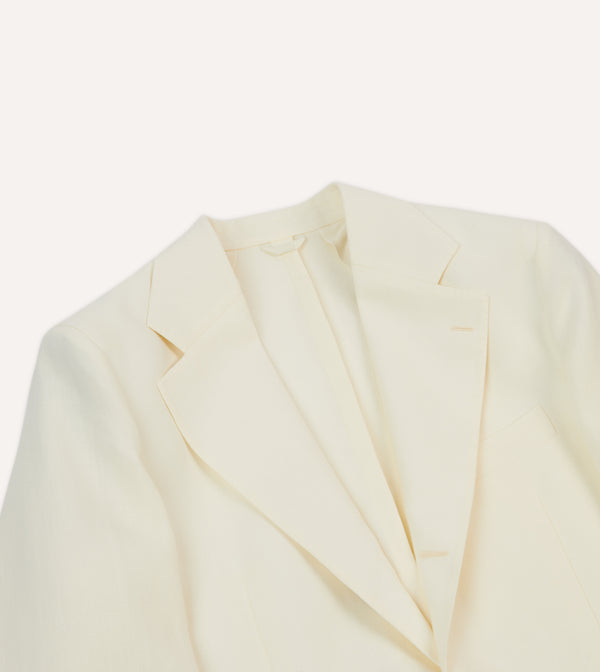 Drake's Ecru Irish Linen Tailored Jacket