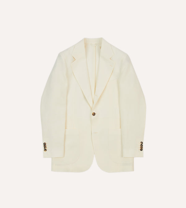 drake's Ecru Irish Linen Tailored Jacket