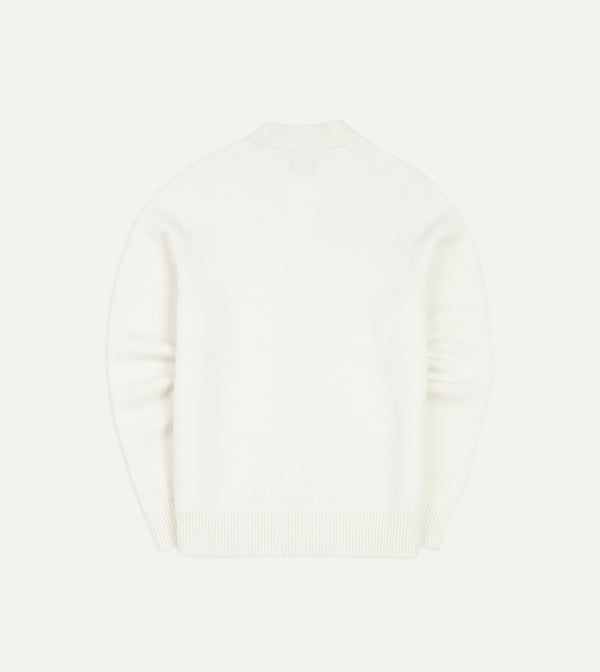 Drake's Ecru Lambswool 6 Button Cardigan