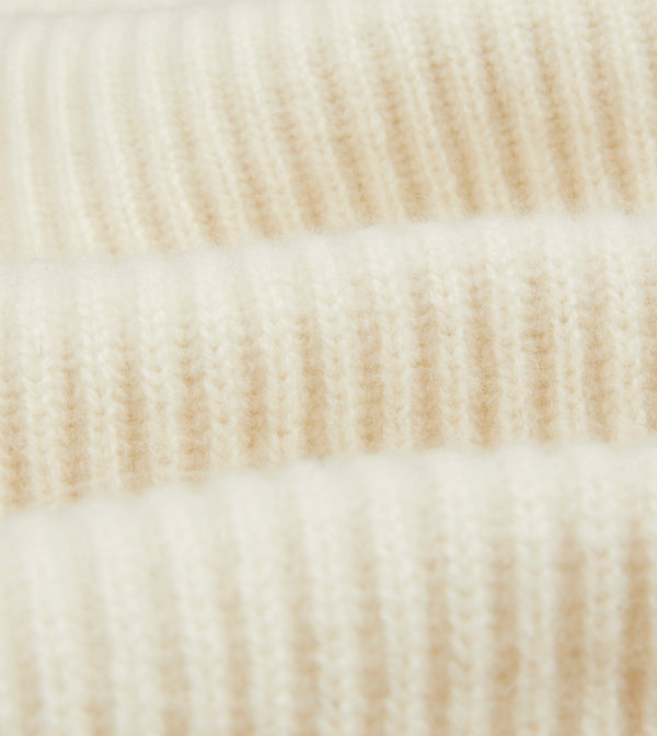 Drake's Ecru Lambswool Shawl Collar Cardigan