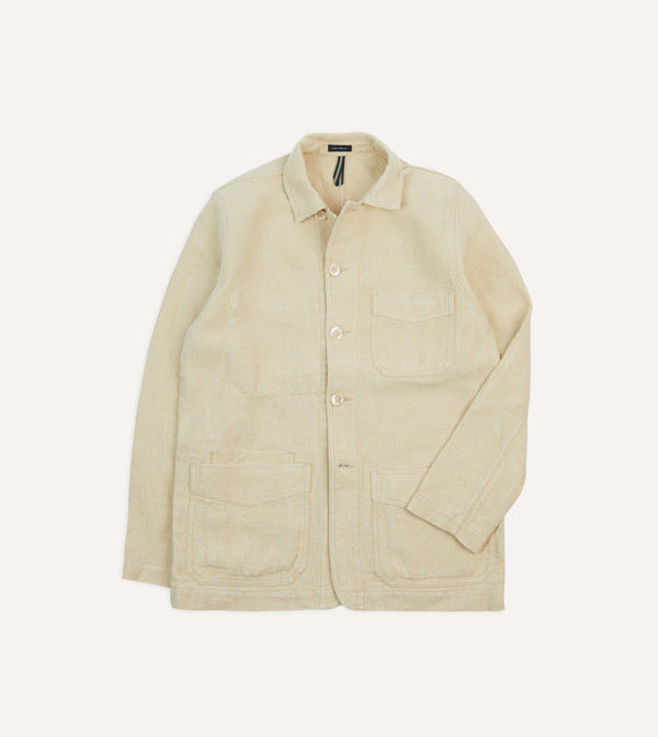 drake's Ecru Linen Five-Pocket Chore Jacket