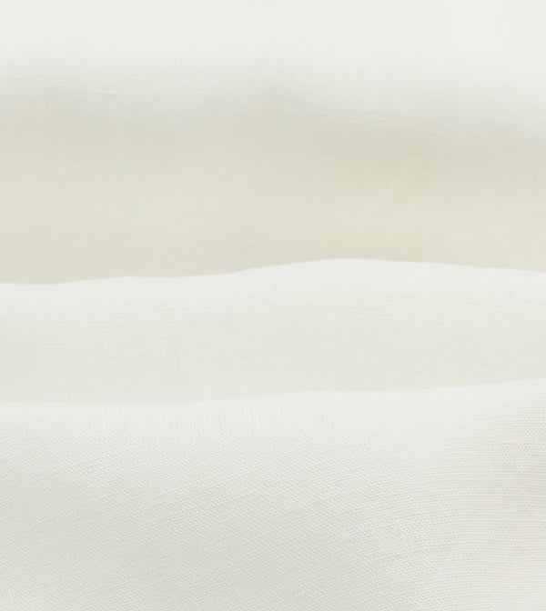 Drake's Ecru Linen Long Point Collar Shirt