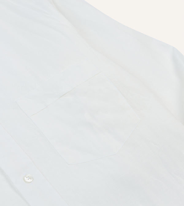 Drake's Ecru Linen Spread Collar Shirt