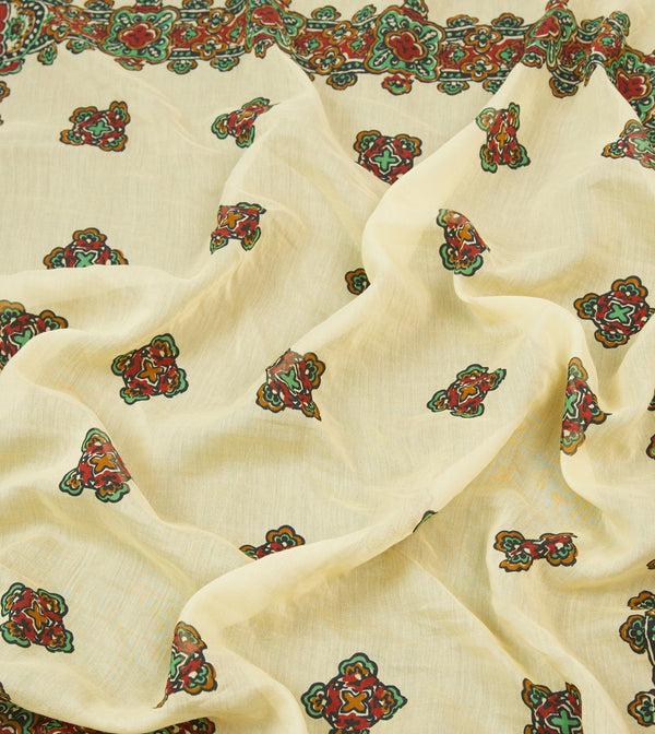 Drake's Ecru Medallion Print Cotton-Silk Bandana