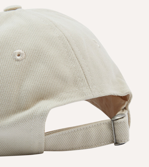 Drake's Ecru Peacock Emblem Cotton Baseball Cap