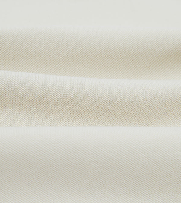 Drake's Ecru Pique Cotton Long-Sleeve Polo Shirt