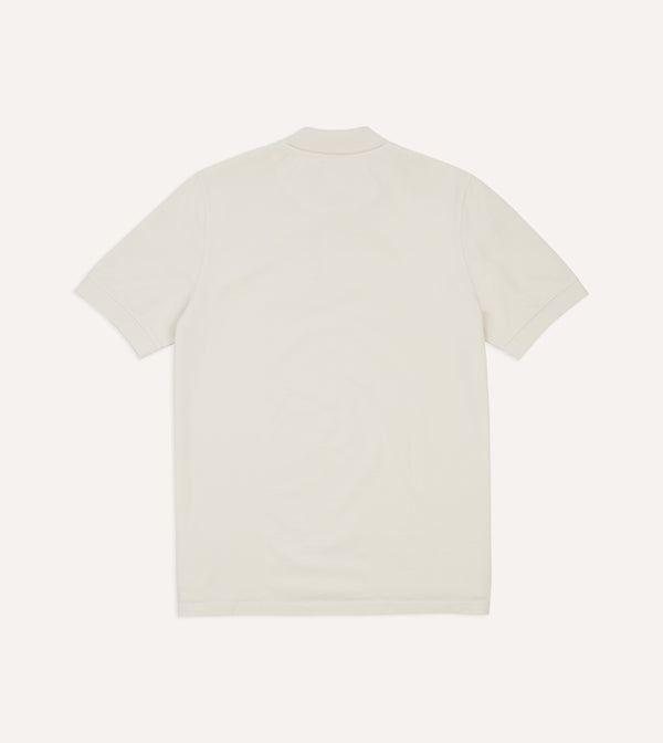 Drake's Ecru Piqué Cotton Polo Shirt