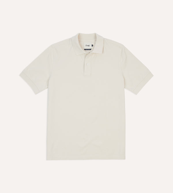drake's Ecru Piqué Cotton Polo Shirt