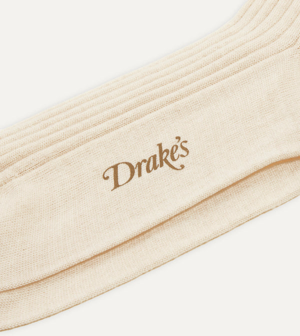 Drake's Ecru Wool Over-the-Calf Socks