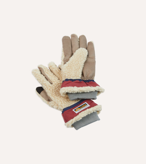 drake's Elmer Ecru Wool Pile Gloves