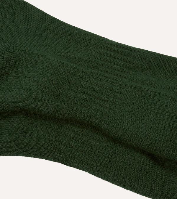 Drake's Forest Green Cotton Sports Socks