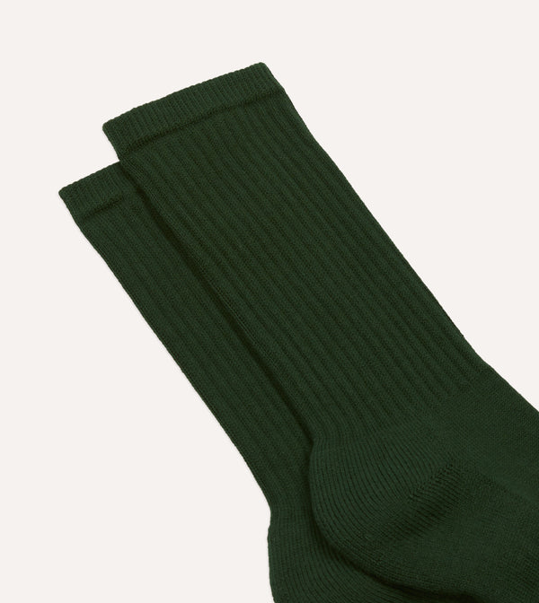 Drake's Forest Green Cotton Sports Socks