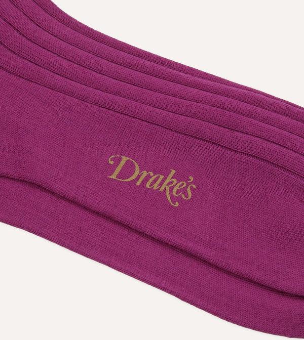 Drake's Fuchsia Cotton Mid-Calf Socks