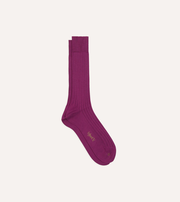 drake's Fuchsia Cotton Mid-Calf Socks