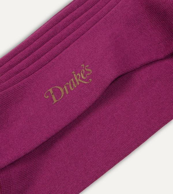 Drake's Fuchsia Cotton Over-the-Calf Socks