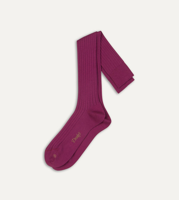 drake's Fuchsia Cotton Over-the-Calf Socks