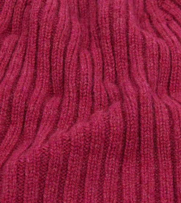 Drake's Fuchsia Lambswool Ribbed Knit Cap