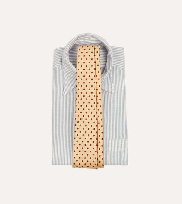 Drake's Gold Circular Dot Silk Self Tipped Tie