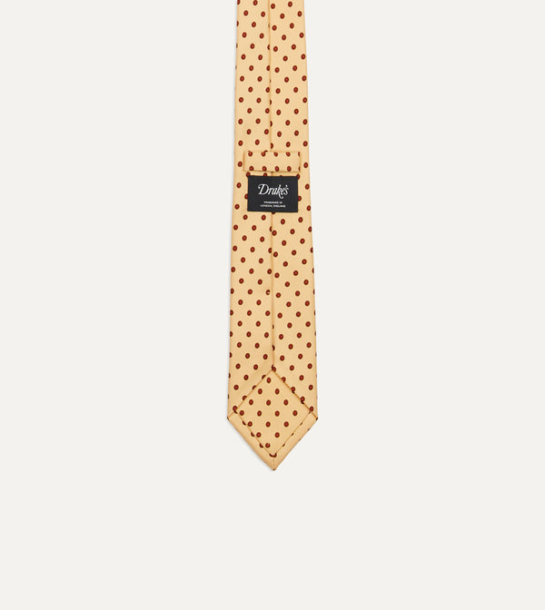 Drake's Gold Circular Dot Silk Self Tipped Tie