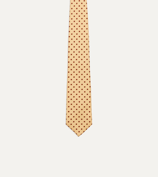 Drake's Gold Circular Dot Silk Self Tipped Tie