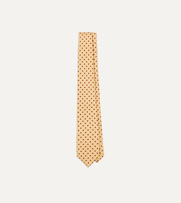drake's Gold Circular Dot Silk Self Tipped Tie