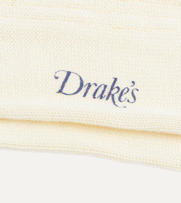 Drake's Green And Ecru Heavy Striped Sport Socks