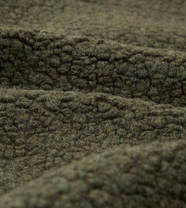 Drake's Green Boucle Wool Zip Fleece Jacket