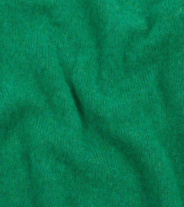 Drake's Green Brushed Shetland Crew Neck Jumper