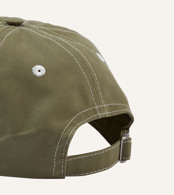 Drake's Green Cotton Contrast Stitch Baseball Cap
