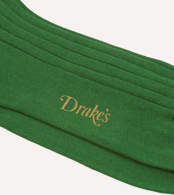 Drake's Green Cotton Mid-Calf Socks