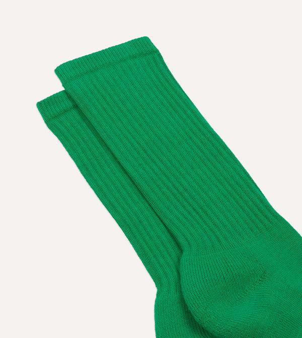 Drake's Green Cotton Sports Socks