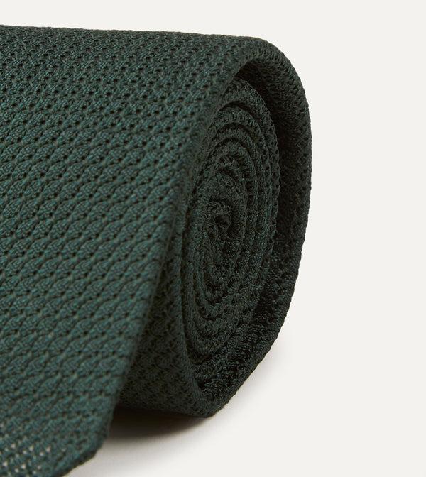 Drake's Green Hand Rolled Large Knot Grenadine Tie