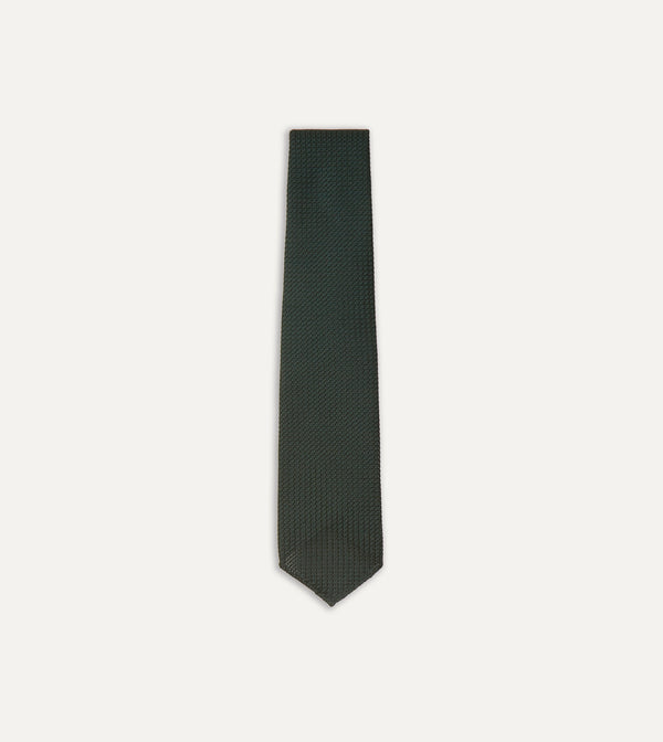 drake's Green Hand Rolled Large Knot Grenadine Tie