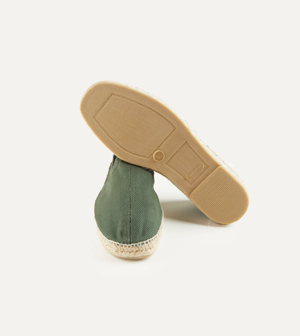 Drake's Green Herringbone Cotton Espadrilles