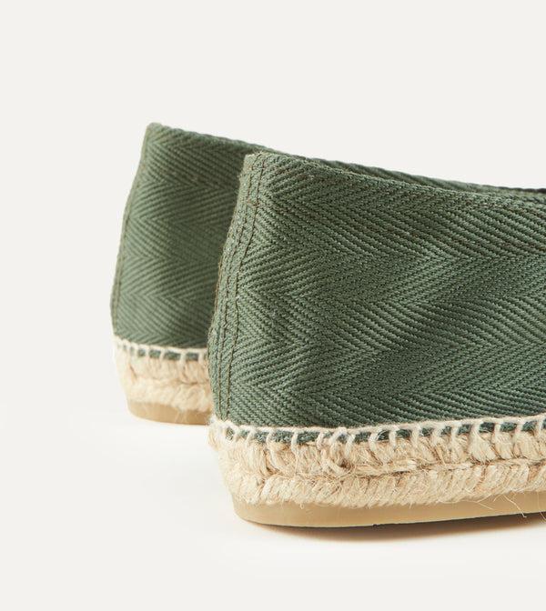 Drake's Green Herringbone Cotton Espadrilles