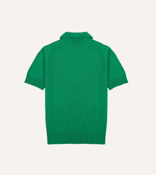 Drake's Green Knitted Silk Short-Sleeve Polo Shirt