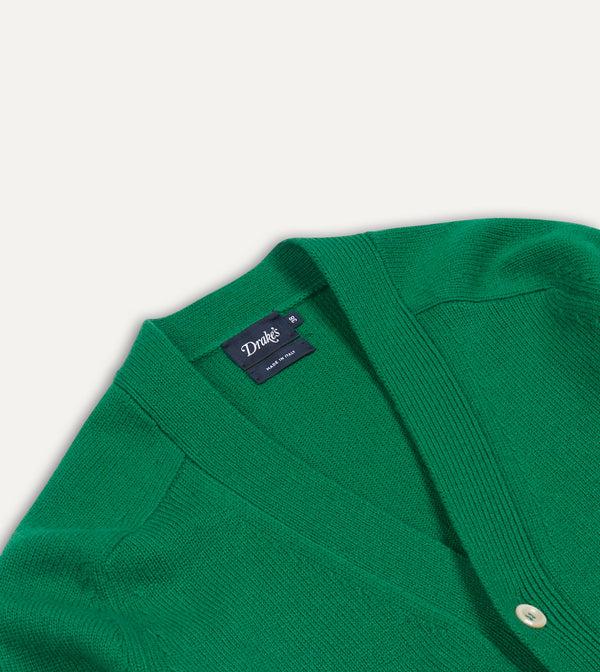 Drake's Green Lambswool 6 Button Cardigan