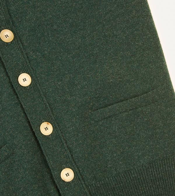 Drake's Green Lambswool Sleeveless Cardigan