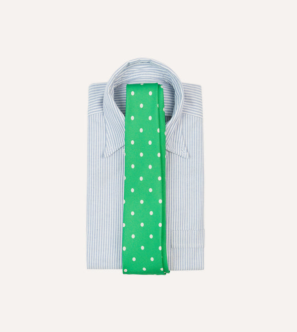 Drake's Green Large Spot Silk Self-Tipped Tie