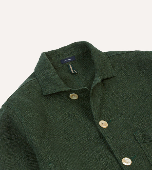 drake's Green Linen Five-Pocket Chore Jacket
