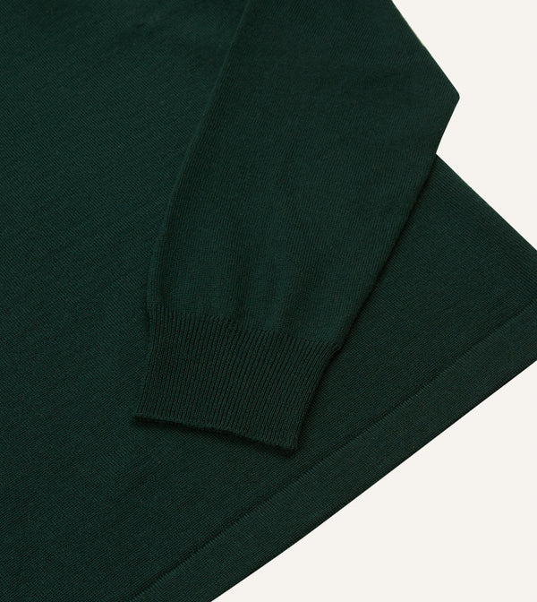 Drake's Green Merino Wool Knitted Rugby Shirt