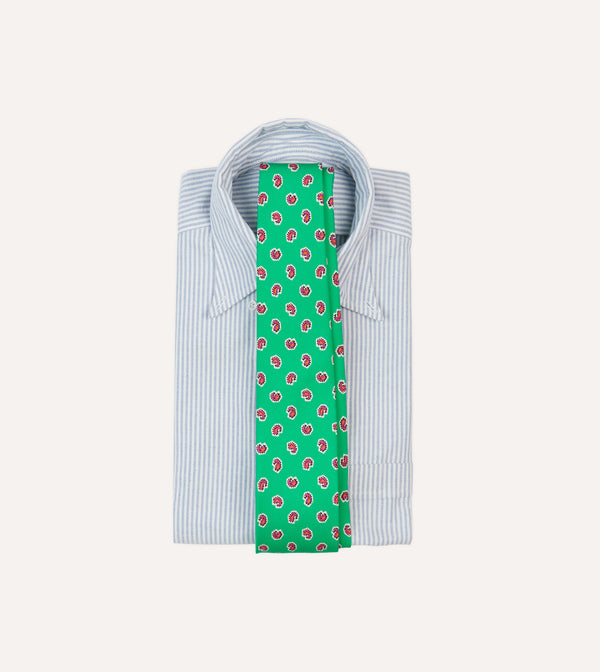 Drake's Green Mini Paisley Silk Self-Tipped Tie