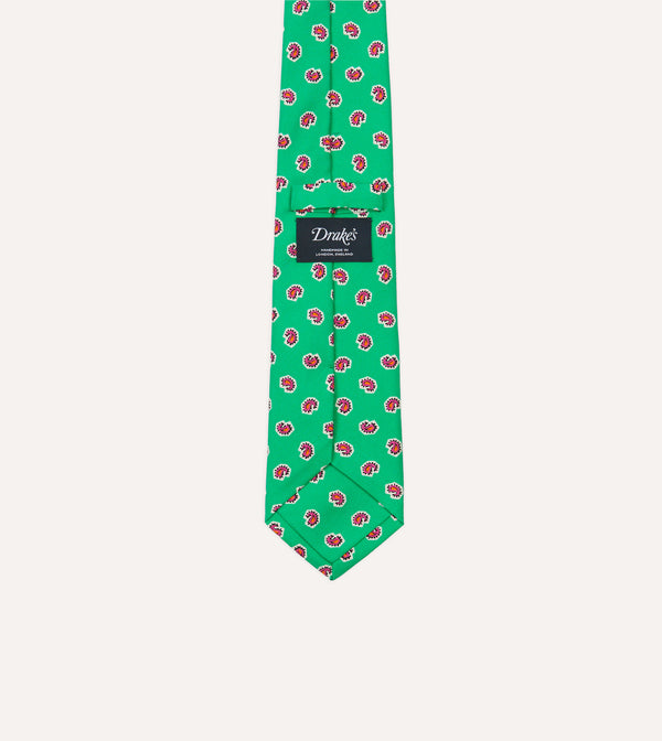 Drake's Green Mini Paisley Silk Self-Tipped Tie