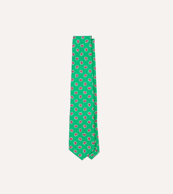 drake's Green Mini Paisley Silk Self-Tipped Tie