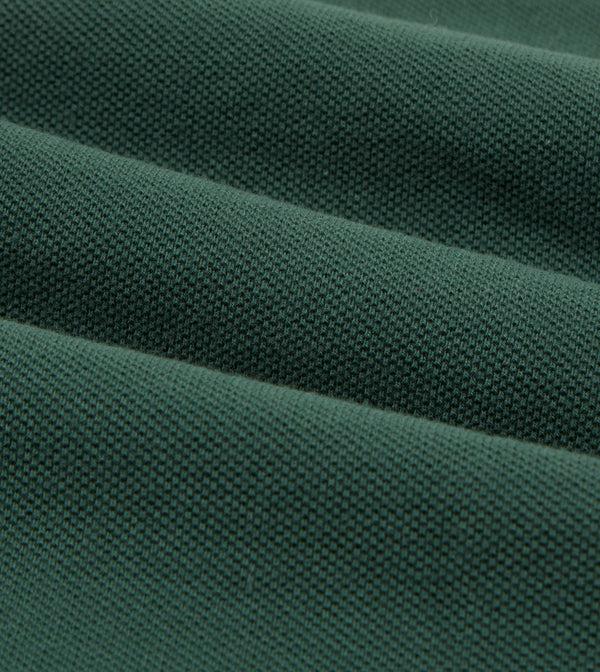 Drake's Green Pique Cotton Long-Sleeve Polo Shirt