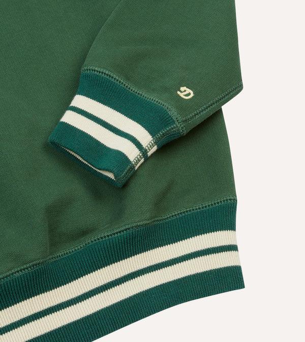 Drake's Green Striped Rib Cotton Jersey Sweatshirt